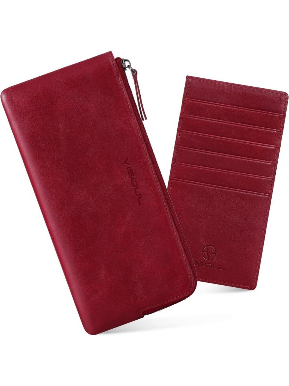 Stylish Long Zipper Wallet for Women - Soft Leather, Removable Card Holder